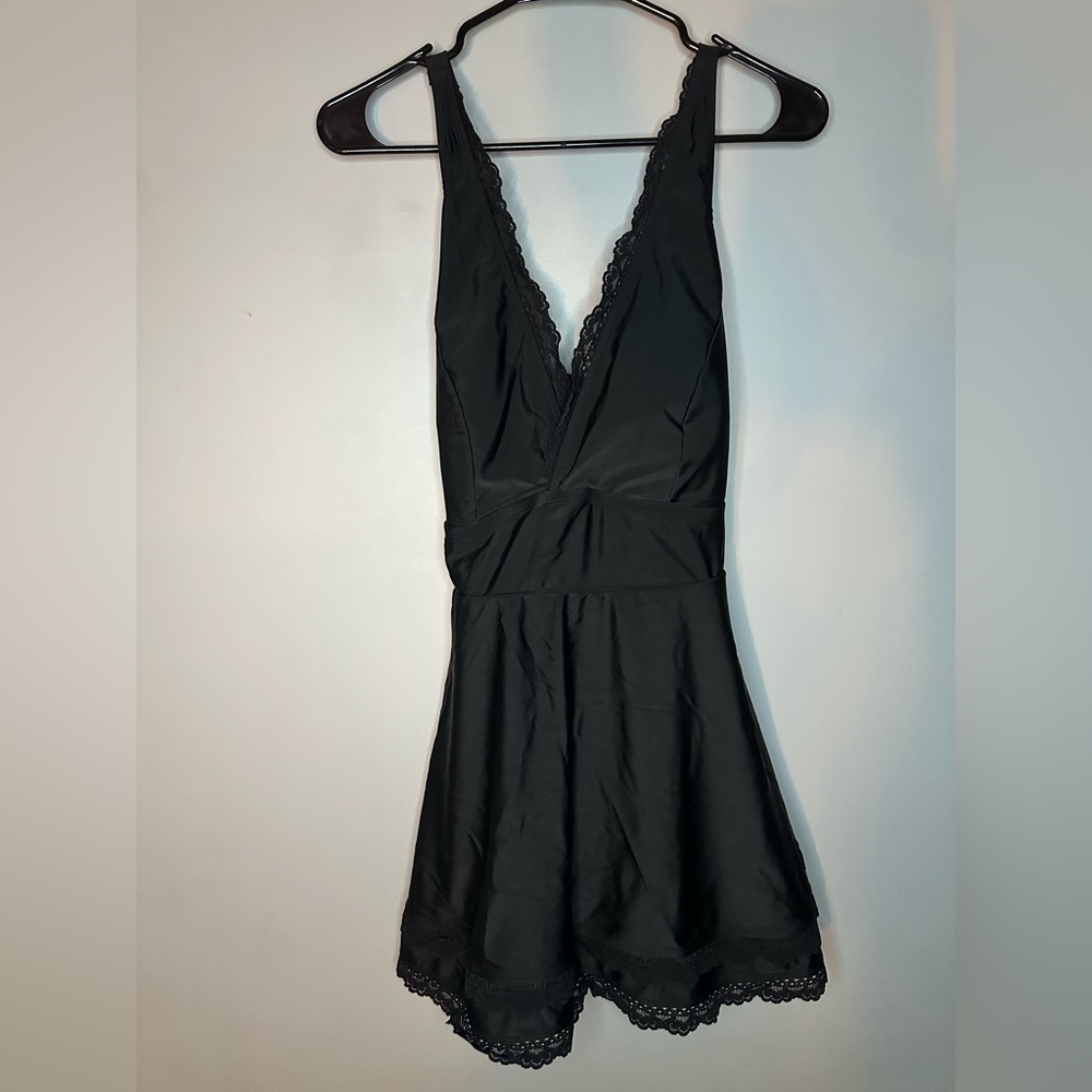 Torrid Black Lace Trim Bathing Suit